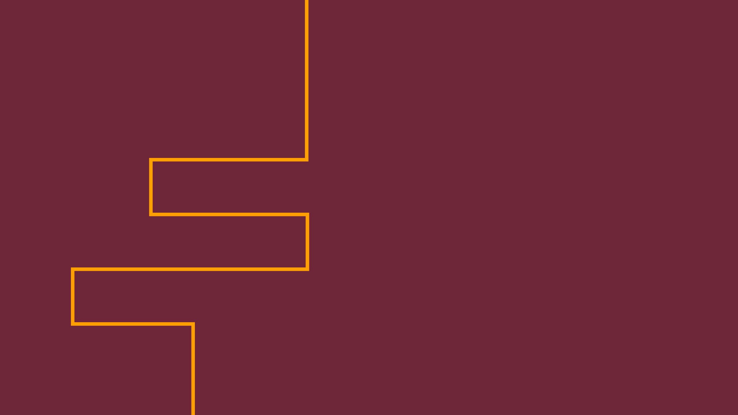 A maroon background with an light yellow-orange line or timeline tracing it's way down the left-hand side. The line turns one way and then another at right angles before flowing downwards again.