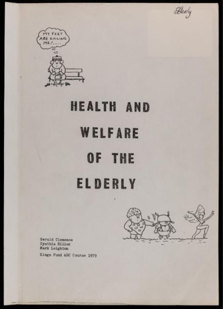 The front cover of a report entitled, 'Health and welfare of the elderly',
