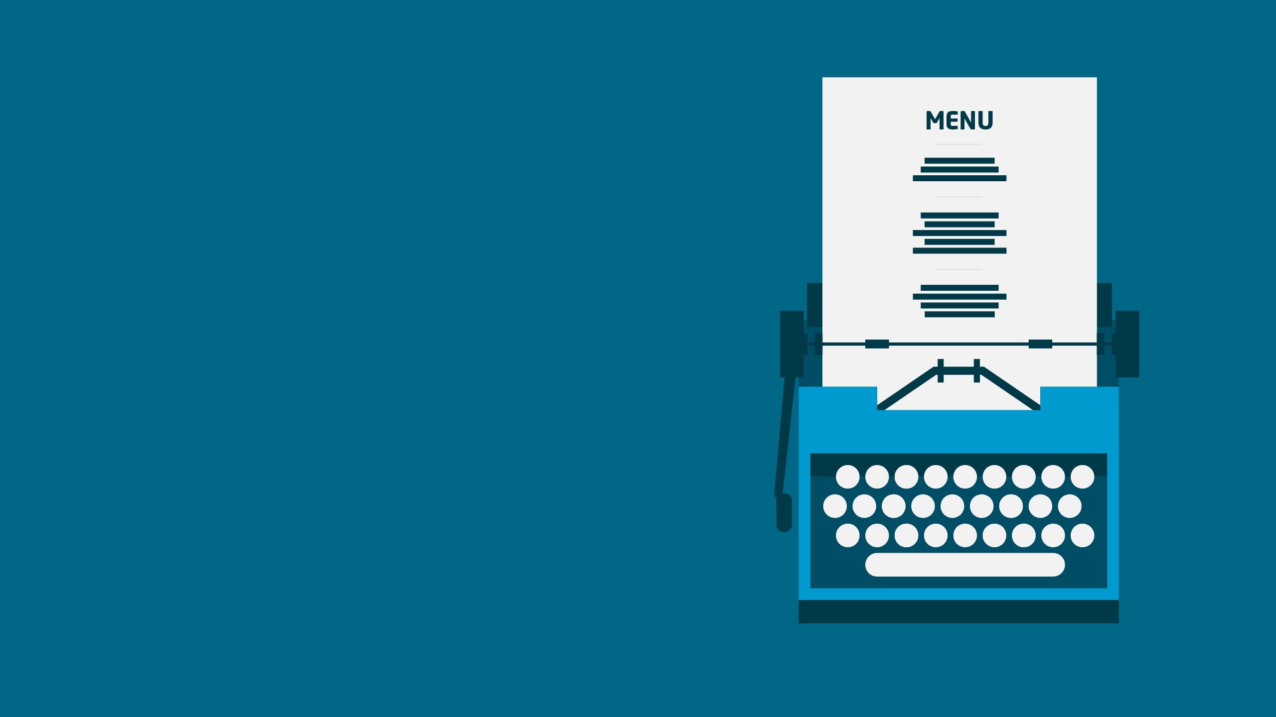 Illustration of typewriter with menu