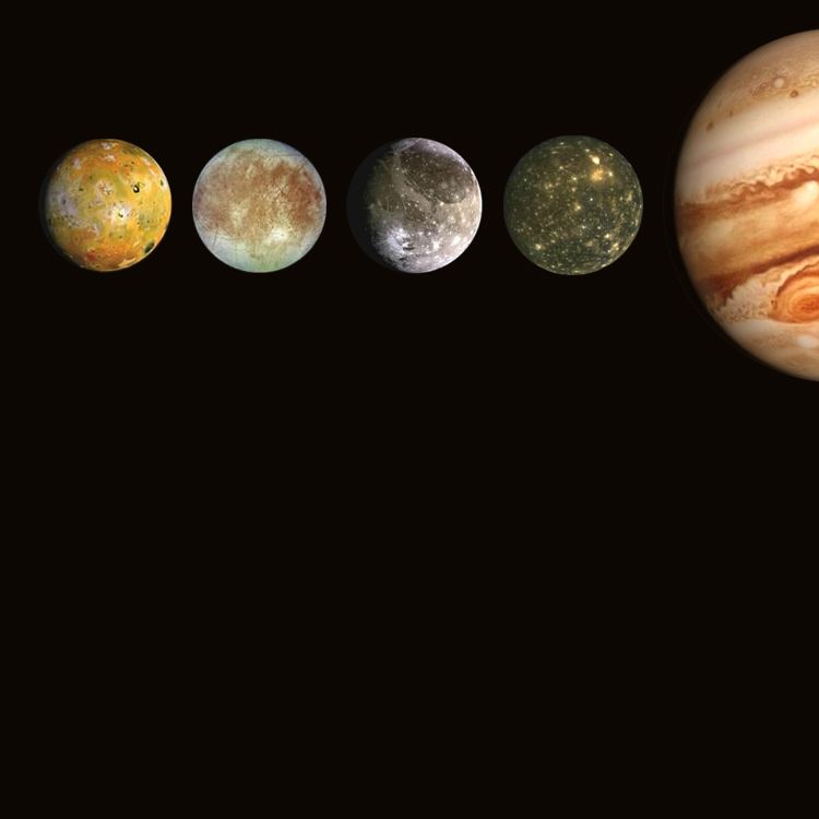 Image showing Ganymede and the other moons of Jupiter