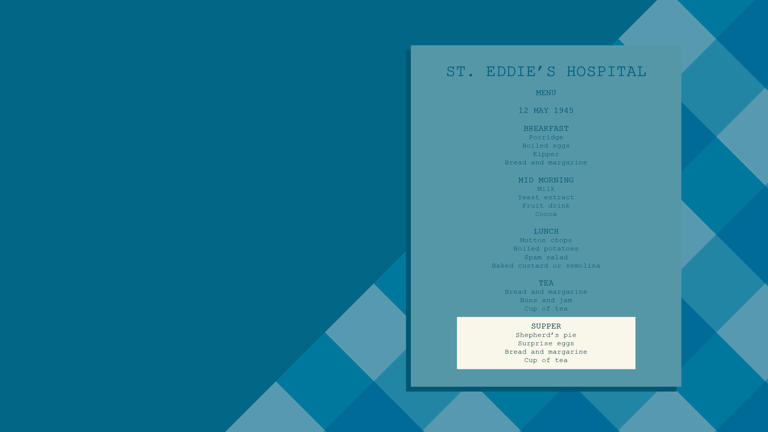 Menu from 1945