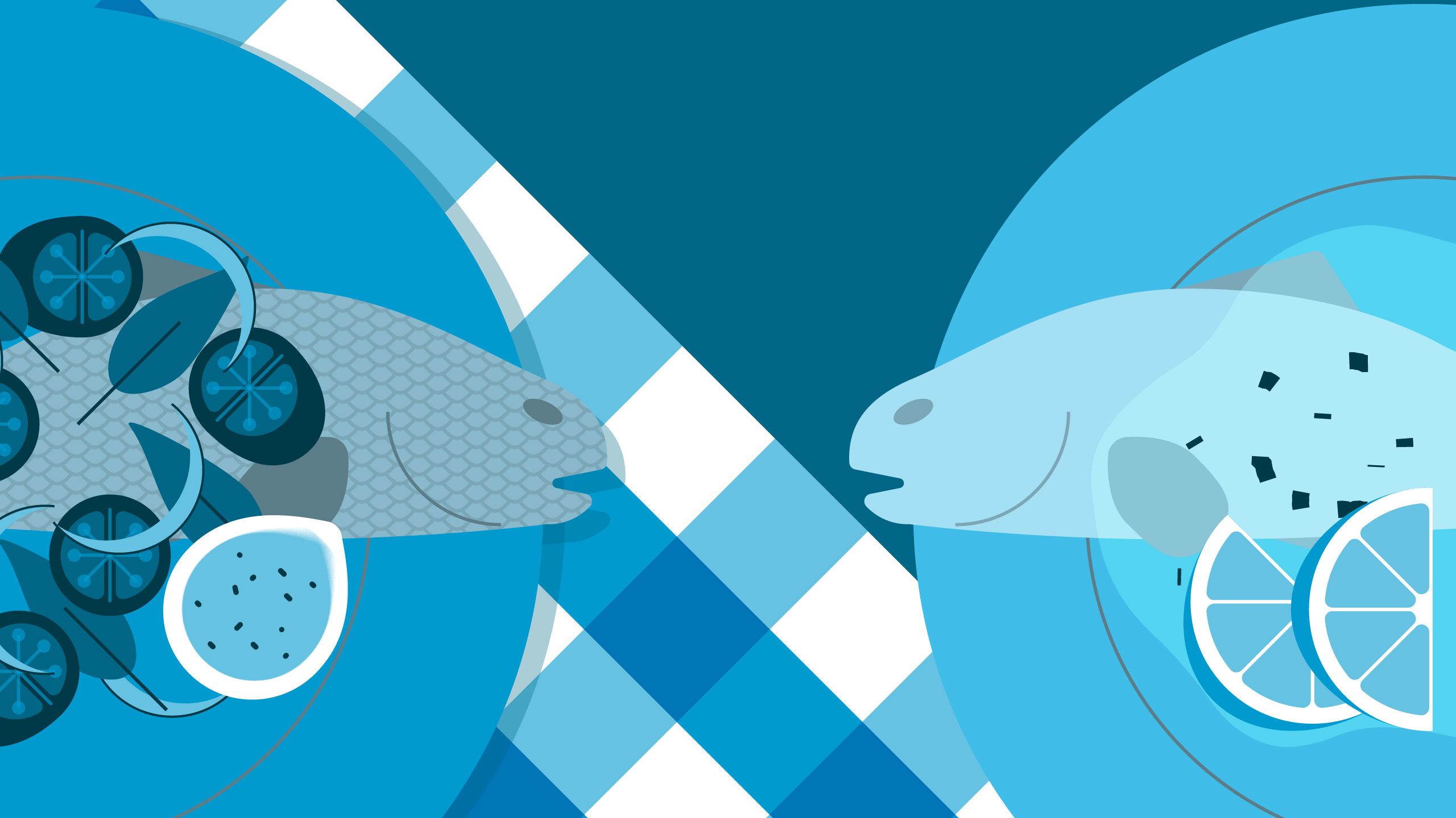 Illustration showing various fish dishes